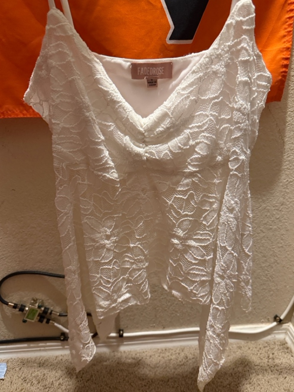 Faded Rose White Lace V-Neck Camisole